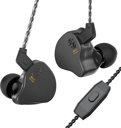 CCZ Coffee Bean Musician Headphones Wired, Keephifi 10mm Dual Magnetic Circuit DD in Ear Monitor,Noise Cancelling Earbuds Detachable Cable Headset, in Ear for Singers Drummers Church (Black with mic) in Saudi Arabia