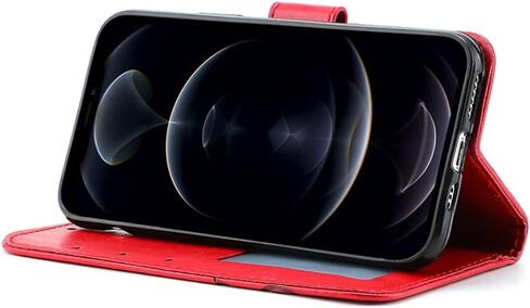for iPhone 11 Pro Embossing Wallet Case Kickstand Magnetic Flip Cover Credit Cards Slot with Stand for PU Leather Shockproof Flip Magnetic Case for iPhone 11 Pro Cover (Red) in Saudi Arabia