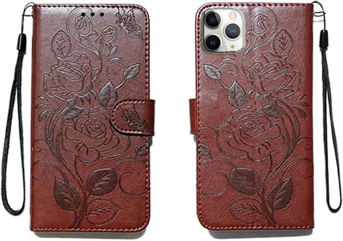 for iPhone 11 Pro Embossing Wallet Case Kickstand Magnetic Flip Cover Credit Cards Slot with Stand for PU Leather Shockproof Flip Magnetic Case for iPhone 11 Pro Cover (Red) in Saudi Arabia