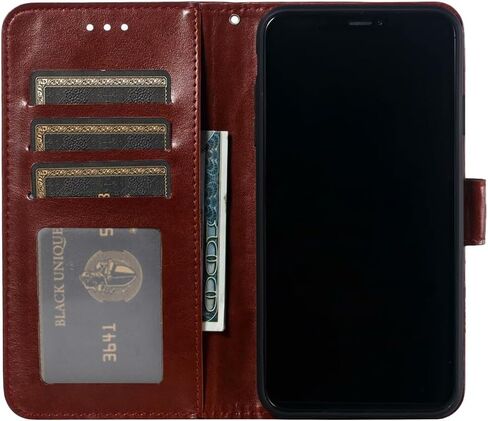 for iPhone 11 Pro Embossing Wallet Case Kickstand Magnetic Flip Cover Credit Cards Slot with Stand for PU Leather Shockproof Flip Magnetic Case for iPhone 11 Pro Cover (Red) in Saudi Arabia