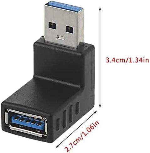 محول USB 90 درجة من Herfair (عبوة من قطعتين) USB 3.0 ذكر إلى أنثى موسع عمودي لأعلى ولأسفل، موصل USB كومبو للكمبيوتر الشخصي، والكمبيوتر المحمول، والشاحن، والكمبيوتر، والمزيد (النمط A) in Kuwait
