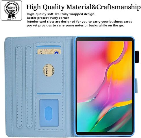 حافظة DTangLsm لهاتف Samsung Galaxy Tab A 10.1 بوصة 2019 (SM-T510 /T515 /T517) حافظة رفيعة من جلد البولي يوريثان Galaxy Tab A 10.1 حافظة قابلة للتعديل وغطاء مقاوم للصدمات لهاتف Galaxy Tab A 2019، رخام أخضر in Kuwait