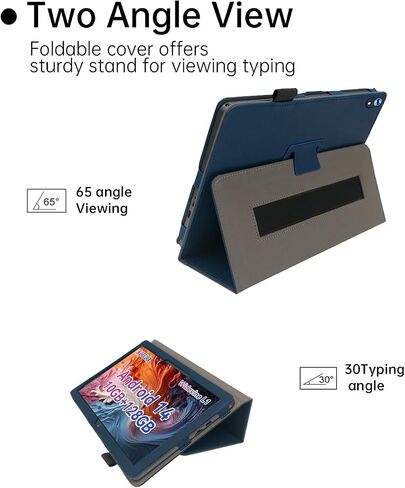 حافظة لجهاز Jeazans Android Tablet 10.1 بوصة Android 13.0 2024 نسخة مطورة، غطاء حامل قابل للطي من الجلد الفاخر مع حزام يد للكمبيوتر اللوحي، بني. in Saudi Arabia