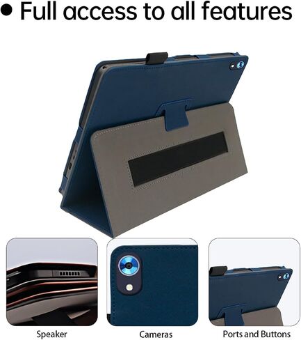 حافظة لجهاز Jeazans Android Tablet 10.1 بوصة Android 13.0 2024 نسخة مطورة، غطاء حامل قابل للطي من الجلد الفاخر مع حزام يد للكمبيوتر اللوحي، بني. in Saudi Arabia