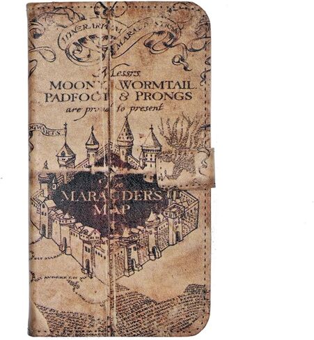 حافظة YHB لهاتف iPhone 13، حافظة محفظة رفيعة من جلد البولي يوريثان مع حامل بطاقات وغطاء خلفي واقٍ من مادة TPU، خريطة سحرية عتيقة in Kuwait