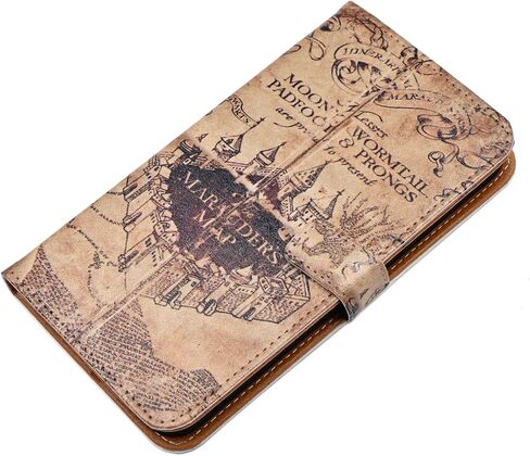 حافظة YHB لهاتف iPhone 13، حافظة محفظة رفيعة من جلد البولي يوريثان مع حامل بطاقات وغطاء خلفي واقٍ من مادة TPU، خريطة سحرية عتيقة in Kuwait