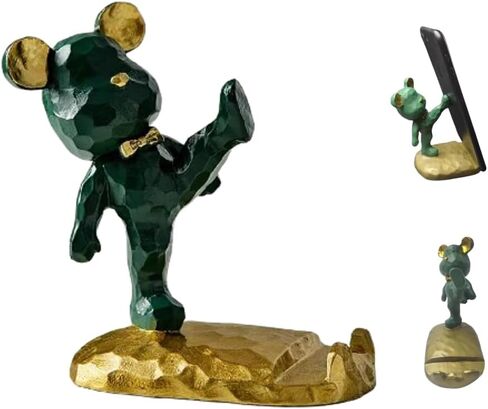 HoneyBear Resin Artistic Phone Stand Charming for Boys and Girls, Dorm Room Essential, Universally Compatible with iPhone, iPad, and More Phones (Green Kicking) in Saudi Arabia