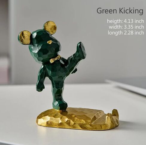 HoneyBear Resin Artistic Phone Stand Charming for Boys and Girls, Dorm Room Essential, Universally Compatible with iPhone, iPad, and More Phones (Green Kicking) in Saudi Arabia