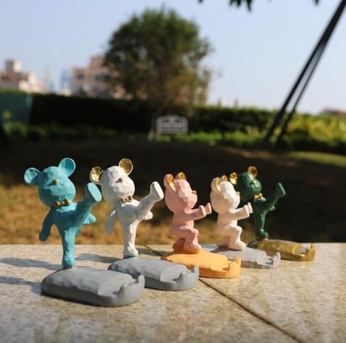 HoneyBear Resin Artistic Phone Stand Charming for Boys and Girls, Dorm Room Essential, Universally Compatible with iPhone, iPad, and More Phones (Green Kicking) in Saudi Arabia