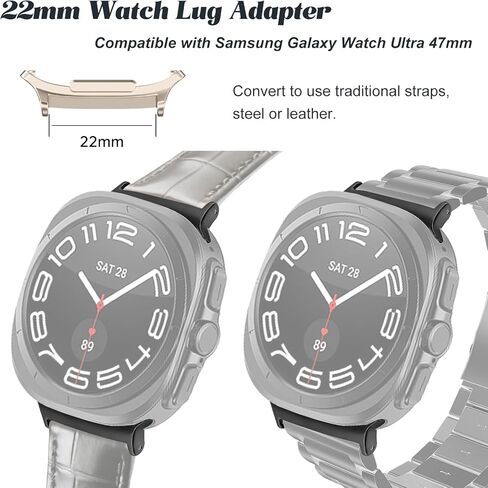 2Pairs Adapters Compatible with Samsung Galaxy Watch Ultra 47mm Stainless Steel Adapter Connector 22mm Watch Band Compatible with Galaxy Watch Ultra Band Accessories in Kuwait