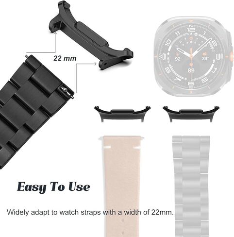 2Pairs Adapters Compatible with Samsung Galaxy Watch Ultra 47mm Stainless Steel Adapter Connector 22mm Watch Band Compatible with Galaxy Watch Ultra Band Accessories in Kuwait