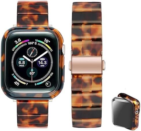 Band with Case Compatible with Apple Watch 45mm 44mm 42mm 41mm 40mm 38mm,Women Men Fashion Resin Strap Bumper for iWatch Series 9/8/7/SE/6/5/4,Series 3/2/1 in Saudi Arabia