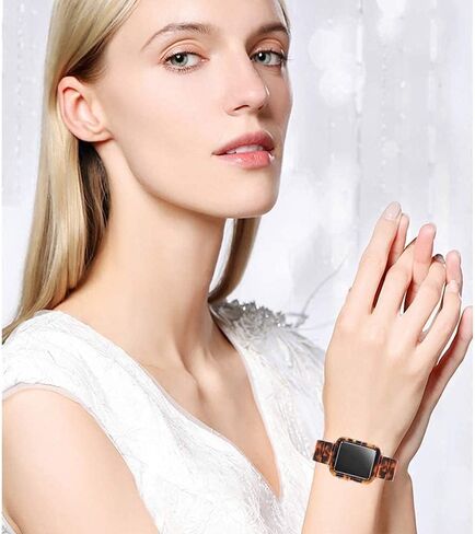 Band with Case Compatible with Apple Watch 45mm 44mm 42mm 41mm 40mm 38mm,Women Men Fashion Resin Strap Bumper for iWatch Series 9/8/7/SE/6/5/4,Series 3/2/1 in Saudi Arabia