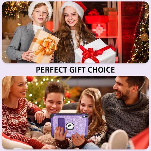 DUEDUE Case for for iPad 10th Generation 2022, ipad 10.9 inch Case with Kickstand, 3 in 1 Glitter Shockproof Stand Heavy Duty Hard PC Cover Protective Case for iPad 10.9" 10th Gen, Purple/Glitter in Saudi Arabia