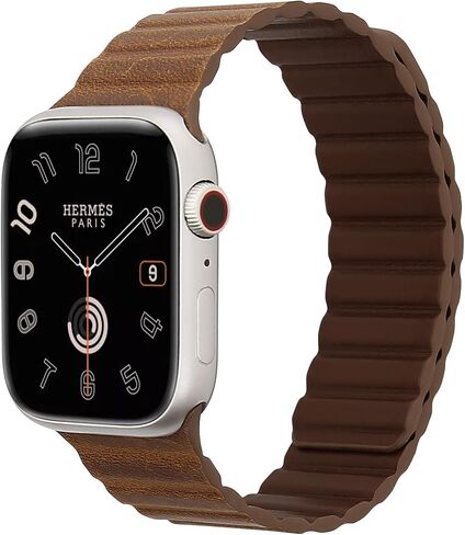 for Apple Watch Band Crazy Horse Genuine Leather Strap 38mm 40mm 41mm 42mm 44mm 45mm 49mm, Magnetic Apple Watch Bracelet Easy to Take Off for men women iWatch Ultra/Ultra2 Series 9 8 7 SE 6 5 4 3 in Saudi Arabia
