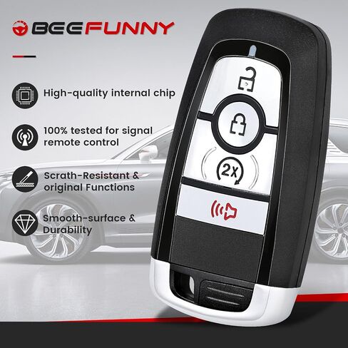 Beefunny استبدال فليب مفتاح دخول بدون مفتاح عن بعد لفورد إسكيب 2020-2022 إيدج 2017-2022 إكسبلورر 2017-2022 مافريك 2022 رينجر 2019-2022 معرف لجنة الاتصالات الفيدرالية: M3N-A2C931426 PN: 164-R8182 4 أزرار 902 ميجاهرتز in Kuwait