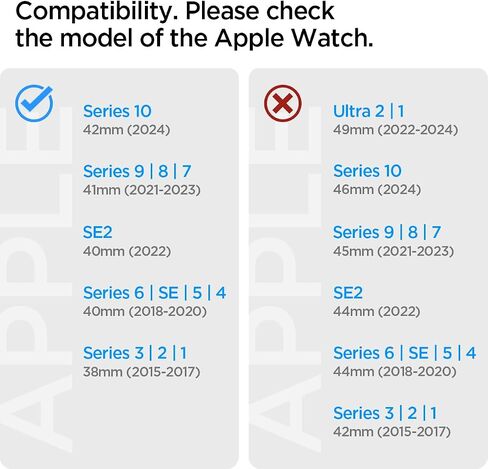 سوار Spigen Enzo من الجلد الأصلي مصمم لساعة Apple Series 10 42 مم، 9/8/7 41 مم، SE2/SE/6/5/4 40 مم، سوار 3/2/1 38 مم مع إبزيم على شكل حرف D وأزرار سريعة التحرير in Saudi Arabia