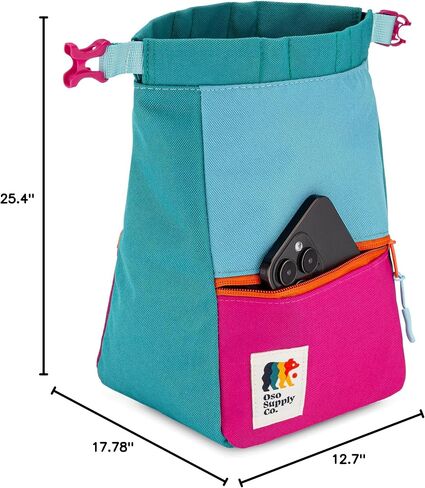 Crux Bouldering Chalk Bucket, Large Size Chalk Bag for Rock Climbing, Chalk Pot with Magnetic Closure, Zippered Pockets and Mesh Pouch for Climbers, Weightlifting, Gymnastics in Saudi Arabia