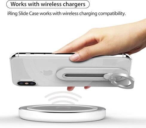 iRing Slide, Made in Korea, Wireless Charging Friendly Phone Holder. Cell Phone Ring Grip Finger Holder and Stand Compatible with iPhone 12,13 & 14 Series, Galaxy, and Other Smartphones (White) in Kuwait