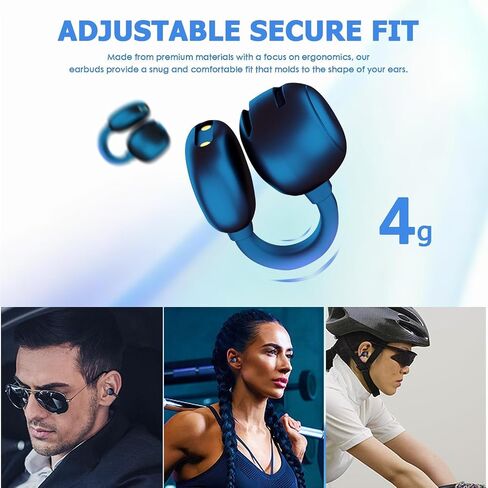 Open Ear Clip Earbuds Bluetooth 5.3 Wireless Sports Headphones with HD Dual Mic, 80 Hours Playtime Dual LED Display, IPX7 Waterproof for Sports/Workouts/Gym/Gaming (Black) in Saudi Arabia