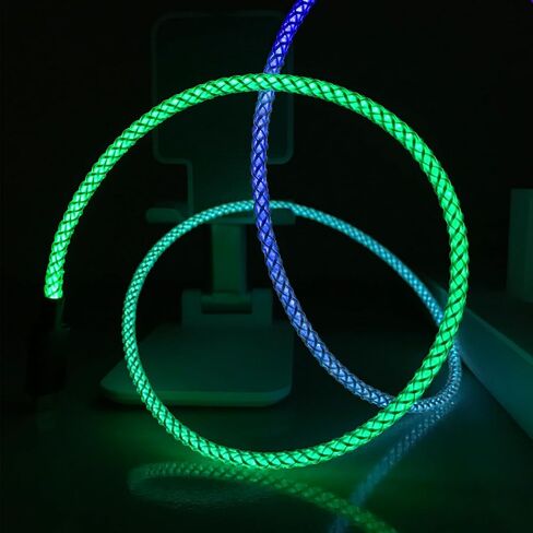 3.3ft Type C Cable Led Light Up Charging Cable 7 Colors RGB Gradual Changing Shining 66W 5A QC3.0 Fast Charger Cord for Galaxy Note 20 Ultra/Note 10/S20/S10/S8 Plus/Note 9 in Kuwait