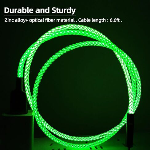 3.3ft Type C Cable Led Light Up Charging Cable 7 Colors RGB Gradual Changing Shining 66W 5A QC3.0 Fast Charger Cord for Galaxy Note 20 Ultra/Note 10/S20/S10/S8 Plus/Note 9 in Kuwait