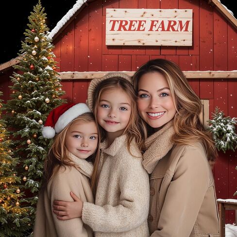 Kate Farm Christmas Photography Backdrop Red Tree Farm Background Winter Snow Photo Background Studio Props,10x8ft in Saudi Arabia