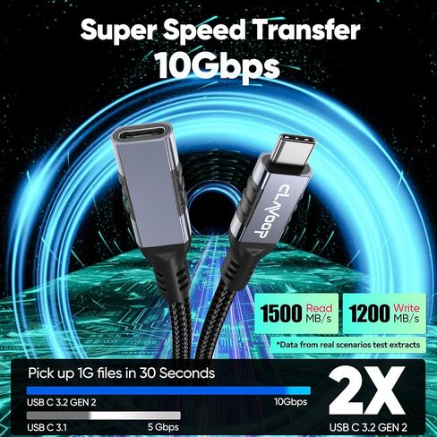 كابل تمديد USB C بطول 3 أقدام، سلك موسع USBC 20 جيجابت في الثانية لنقل البيانات/شحن سريع 240 وات/4K@60 هرتز عالي الدقة USB Type C 3.2 Gen 2 ذكر إلى أنثى مضفر لمحور منفذ USB-C والكمبيوتر المحمول والهاتف والشاشة المحمولة in Kuwait