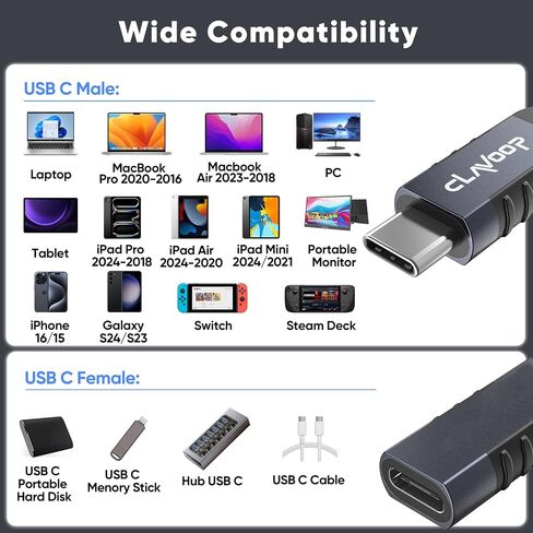كابل تمديد USB C بطول 3 أقدام، سلك موسع USBC 20 جيجابت في الثانية لنقل البيانات/شحن سريع 240 وات/4K@60 هرتز عالي الدقة USB Type C 3.2 Gen 2 ذكر إلى أنثى مضفر لمحور منفذ USB-C والكمبيوتر المحمول والهاتف والشاشة المحمولة in Kuwait
