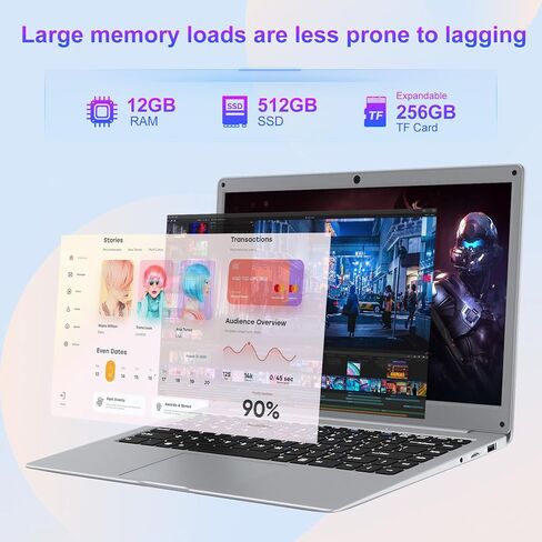 كمبيوتر محمول Jumper مقاس 14 بوصة، 12 جيجابايت DDR4 512 جيجابايت SSD، بطاقة TF سعة 256 جيجابايت قابلة للتوسيع، Celeron N3350، كمبيوتر محمول بشاشة FHD 1080P، بطارية 35.52WH، 2 مكبرات صوت، 2.4G+5G WiFi، أجهزة كمبيوتر محمولة للأعمال. in Kuwait