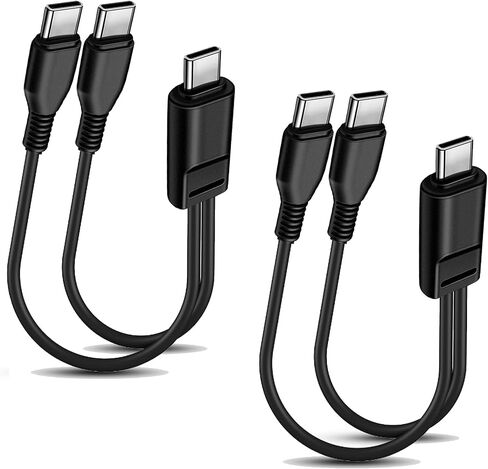 كابل مقسم USB C إلى USB C، سلك إمداد طاقة 2 في 1 مزدوج من النوع C، كابل USB C قصير لأجهزة S23/S22/S20، IP15/16، والهواتف المحمولة والأجهزة اللوحية والمزيد - أسود (قطعتان/0.2 متر) in Kuwait