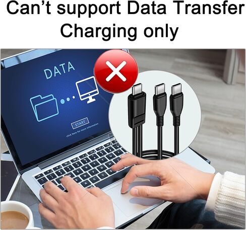كابل مقسم USB C إلى USB C، سلك إمداد طاقة 2 في 1 مزدوج من النوع C، كابل USB C قصير لأجهزة S23/S22/S20، IP15/16، والهواتف المحمولة والأجهزة اللوحية والمزيد - أسود (قطعتان/0.2 متر) in Kuwait