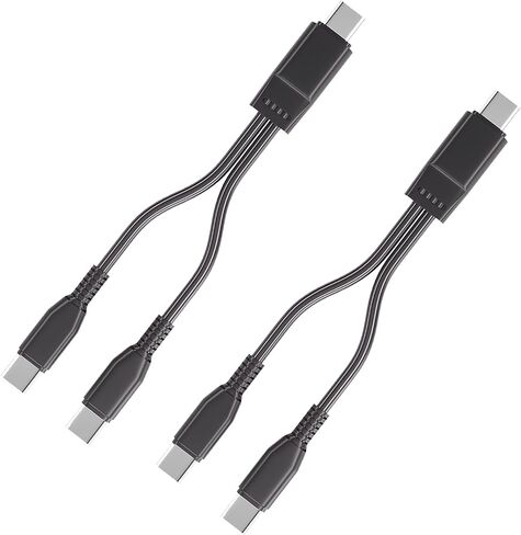 كابل مقسم USB C إلى USB C، سلك إمداد طاقة 2 في 1 مزدوج من النوع C، كابل USB C قصير لأجهزة S23/S22/S20، IP15/16، والهواتف المحمولة والأجهزة اللوحية والمزيد - أسود (قطعتان/0.2 متر) in Kuwait
