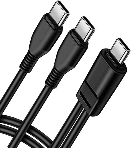 كابل مقسم USB C إلى USB C، سلك إمداد طاقة 2 في 1 مزدوج من النوع C، كابل USB C قصير لأجهزة S23/S22/S20، IP15/16، والهواتف المحمولة والأجهزة اللوحية والمزيد - أسود (قطعتان/0.2 متر) in Kuwait