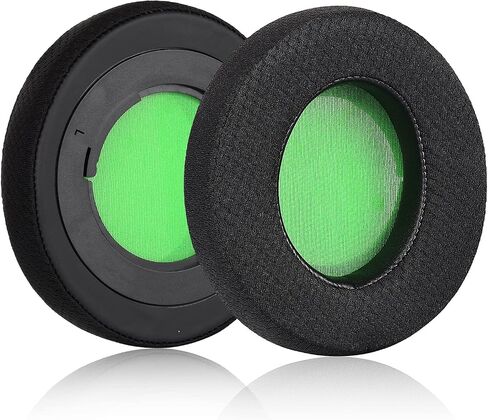 Kraken V2 PRO Earpads, Replacement Mesh Fabric & Memory Foam Ear Cushion Kit Pad Cover for Razer Kraken V2 PRO Headphone ONLY - Oval (Black&Green) in Saudi Arabia
