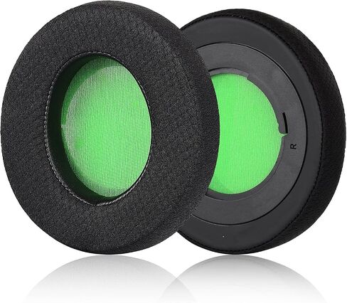 Kraken V2 PRO Earpads, Replacement Mesh Fabric & Memory Foam Ear Cushion Kit Pad Cover for Razer Kraken V2 PRO Headphone ONLY - Oval (Black&Green) in Saudi Arabia