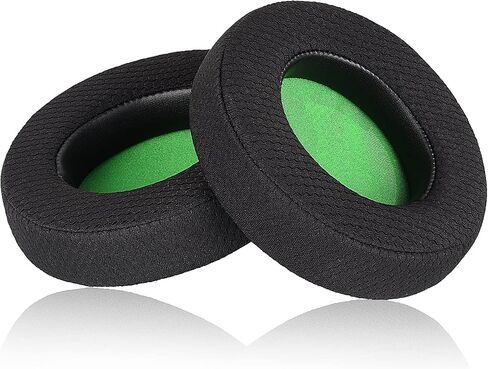 Kraken V2 PRO Earpads, Replacement Mesh Fabric & Memory Foam Ear Cushion Kit Pad Cover for Razer Kraken V2 PRO Headphone ONLY - Oval (Black&Green) in Saudi Arabia