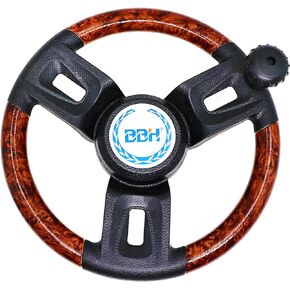عجلة قيادة قارب عالمية من خشب الماهوجني بمقبض مقاس M مقاس 13-1/2 بوصة مقبض ناعم مقاوم للماء من البولي يوريثان مع غطاء in Kuwait
