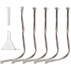 5 Pieces Glass Tube Holder Wick Replacement Cotton Torch Wicks with Glass Tube Holder and Oiling Funnel for Small Oil Lamp Alcohol or DIY Oil Lamps Burner