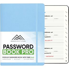 PRODUCTIVITY STORE Best Password Book With Alphabetical Tabs | Small Password Book, Organizer & Notebook | Password Keeper To Keep Website Logins & Passwords Safe | Black | Small 4x5.5