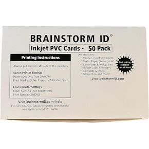 Inkjet PVC Cards (100 Pack) - Inkjet Printable PVC ID Cards with Brainstorm ID's Enhanced Ink Receptive Coating - Waterproof and Double Sided Printing - Works with Epson and Canon Inkjet Printers in Kuwait