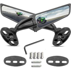 2023 Latest Motorcycle Wing Mirrors Compatible with Ninja 400 Mirrors Honda Kawasaki Suzuki Motorcycle Rearview Mirrors w/Adjustable Low Profile & Convex Design, (2 Pack)