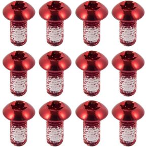 CNC 12 Pcs Bicycle Disc Brake Bolts MTB Rotor Bolts 6-Bolt M5x10mm Brake Bolts Mountain Bike,Red