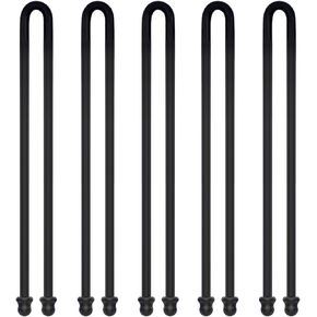 5Pcs 18-Inch Original Silicone, Steel-Core, Reusable Rubber Twist Tie, Cable Tie Straps. (Black 18-Inch) for Organizing. (Dia 5mm).