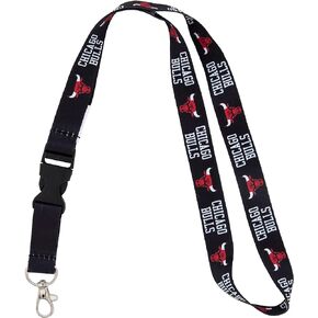 Desert Cactus Chicago Bulls Lanyard Keychain Detachable NBA Breakaway Snap Buckle National Basketball Association Car Keys ID Badge Holder (Lanyard 2 - Black)