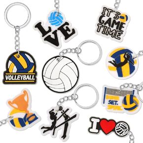 Henoyso Volleyball Keychain Bulk Volleyball Team Gifts Volleyball Decorations Party Favors for Teen Girls Boys, 9 Style