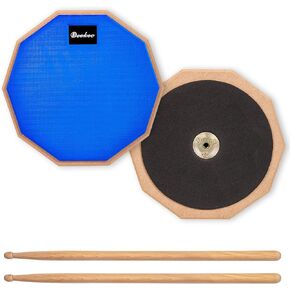 Practice Pad 8 Inches, Silent Practice Drum Pad 2-Sided With Drum Sticks (Blue)