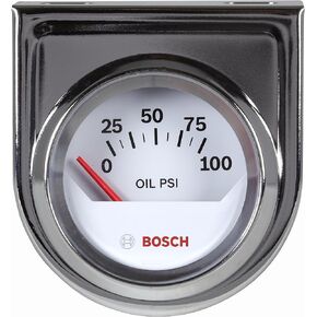 Actron Bosch SP0F000041 Style Line 2" Electrical Oil Pressure Gauge (White Dial Face, Chrome Bezel)