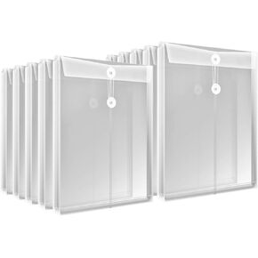 Letter Size Clear Plastic String Envelopes with Expansion File Paper Project Folder Envelope Holder 10Pcs