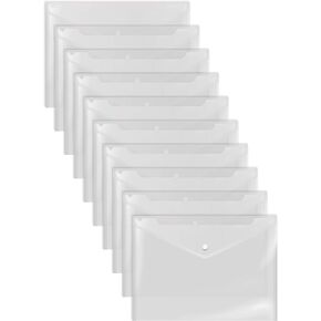 Better Office Products Clear Reusable Plastic Envelopes with Snap Closure, Plastic Document Holders, 13" x 9" XL Size for Letter Paper, 30 Pack, Poly File Envelopes, Clear, 30 Pack